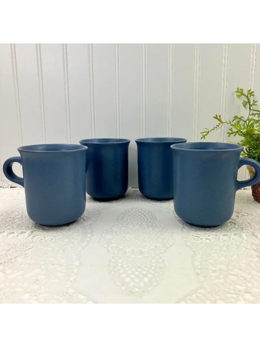 Dansk International Set of 4 Tea/Coffee Mugs 10 oz Stoneware Blue Portugal